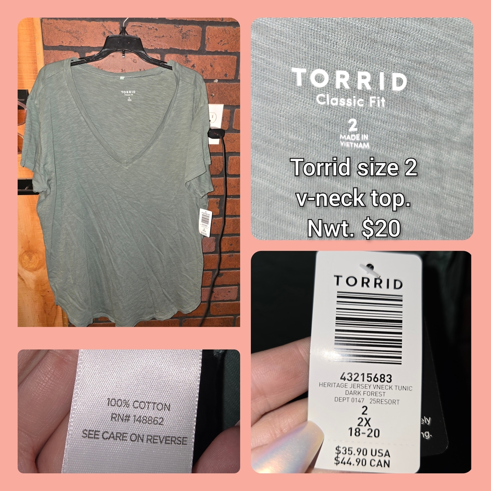 Torrid Classic Fit Green V-Neck Tee